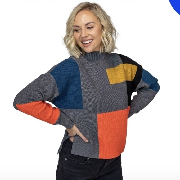 Roolee Color Block Sweater LG *C7 - Picture 2 of 7